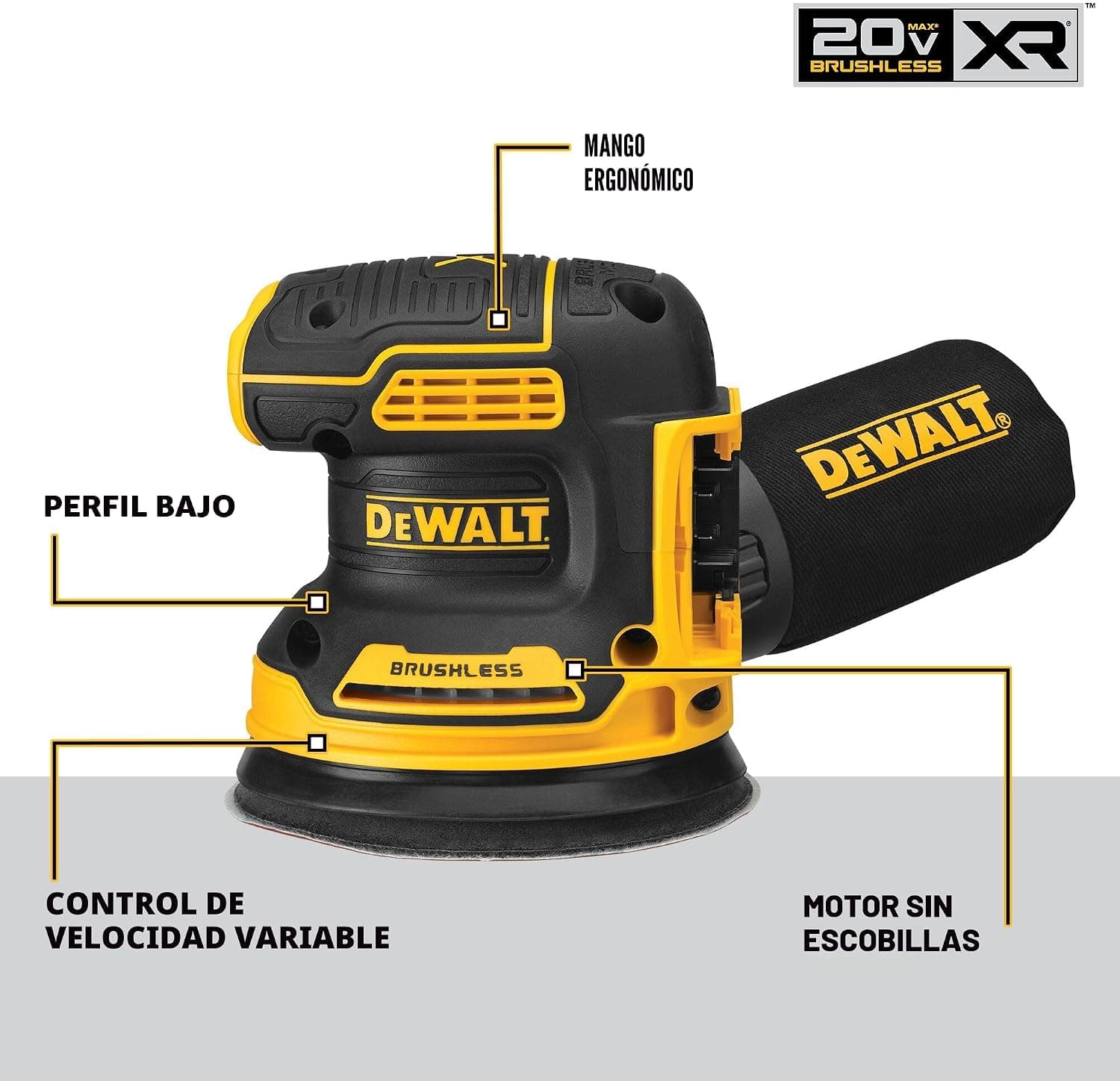 Comprar DeWalt DCW210N Lijadora Roto-Orbital XR 18V Sin Escobillas